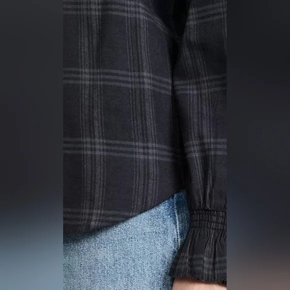 Faherty Womens‎ Black Plaid Long Sleeve Harper Blouse Button Up Shirt Top XS - Picture 3 of 13